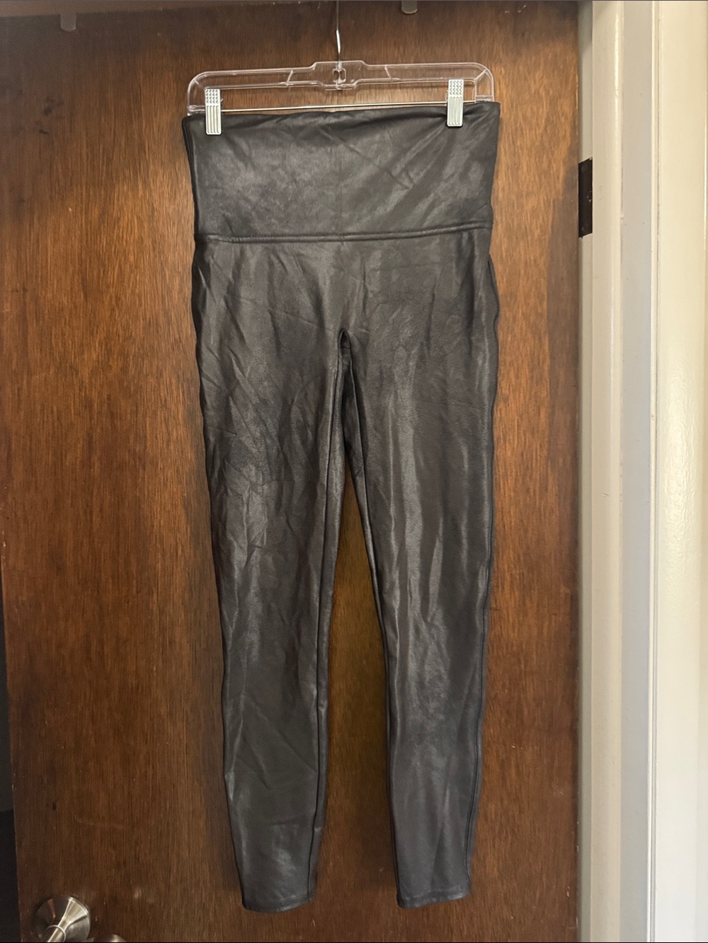 SPANX Black Faux-Leather High-Waist Leggings
